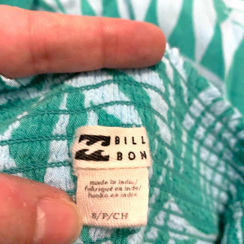 Billabong Green Leaf Pattern Split Leg Cover Up P… - image 2